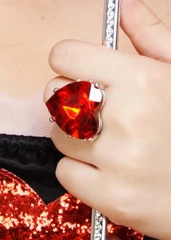 The Queen Of Hearts Large Red Heart Jewel Ring -PartyPersona Store red heart jewel ring 01