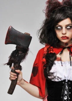 Gothic Zombie Red Riding Hood Prop Bloody Axe -PartyPersona Store red riding hood axe 02