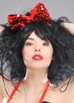 1980s Red Sequin Hair Bow On Headband