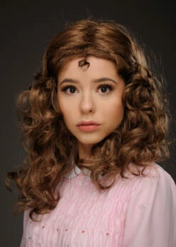 Rocky Horror Style Curly Brown Janet Wig -PartyPersona Store rocky horror janet wig 01