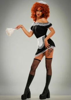 Womens Rocky Horror Magenta Style French Maid Costume 7 Womens Rocky Horror Magenta Style French Maid Costume -PartyPersona Store rocky horror magenta french maid costume 01