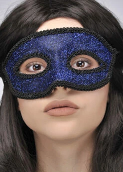 Blue Glitter Masked Ball Eye Mask -PartyPersona Store royal blue glitter eyemask EM032 01