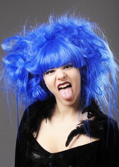 Womens Halloween Blue Backcombed Zombie Wig 3 Womens Halloween Blue Backcombed Zombie Wig