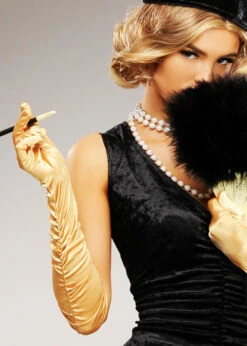 Front Page -PartyPersona Store ruched gold satin gloves 01