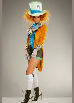 Womens Wonderland Crazy Mad Hatter Costume -PartyPersona Store short crazy mad hatter costume 86874 M 04