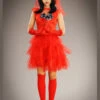 Womens Beetlejuice Style Lydia Red Bride Costume -PartyPersona Store short red beetlejuice bride lydia costume 86730