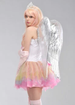 Large Metallic Silver Angel Wings -PartyPersona Store silver plastic wings 2038A 2 01