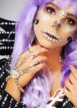 Halloween Gothic Silver Skeleton Hand Bracelet