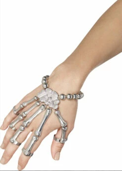 Halloween Gothic Silver Skeleton Hand Bracelet 7 Halloween Gothic Silver Skeleton Hand Bracelet -PartyPersona Store silver skeleton hand jewellery 02