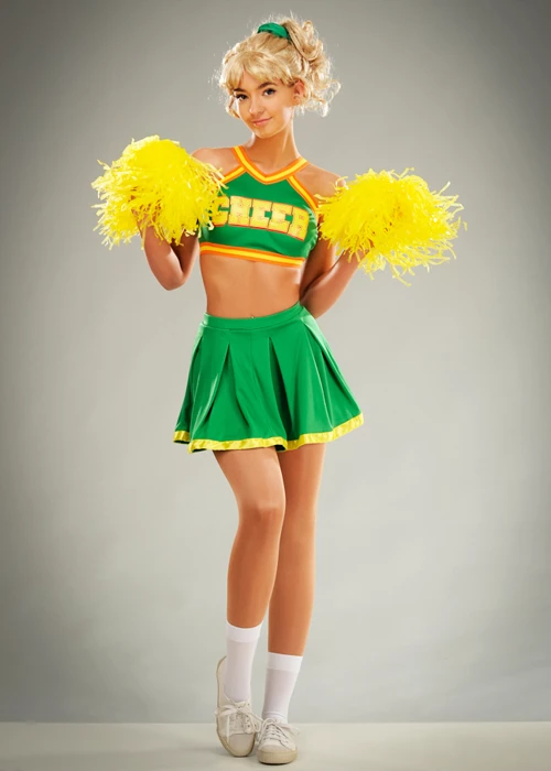 Womens Stranger Things Style Green Cheerleader Costume 3 Womens Stranger Things Style Green Cheerleader Costume