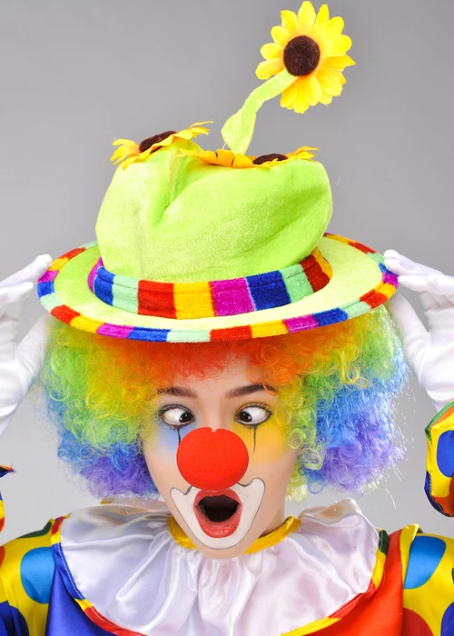 Bright Green Velvet Sunflower Clown Hat 3 Bright Green Velvet Sunflower Clown Hat