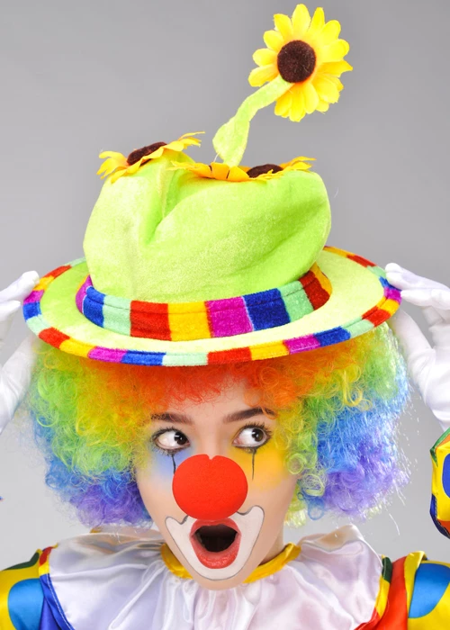 Bright Green Velvet Sunflower Clown Hat 4 Bright Green Velvet Sunflower Clown Hat - Image 2