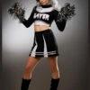 Teen Size Halloween Gothic Black Cheerleader Costume -PartyPersona Store teen gothic cheerleader costume