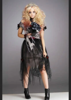 Teen Girls Dead Zombie Prom Queen Costume -PartyPersona Store teen zombie prom queen 996997 02