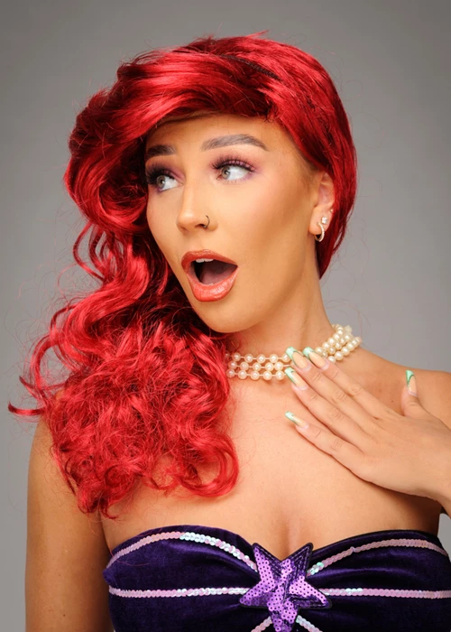 Womens The Little Mermaid Style Dark Red Wavy Wig 5 Womens The Little Mermaid Style Dark Red Wavy Wig - Image 3