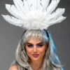 Deluxe White Diamante Tribal Feather Headpiece -PartyPersona Store tribal white headdress