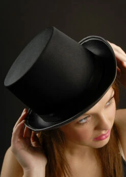 Gothic Vampire Black Satin Top Hat -PartyPersona Store vampire black satin top hat 01
