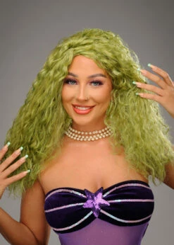 Womens Long Green Wavy Mermaid Wig