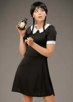 Womens Wednesday Style Creepy School Girl Costume 9 Womens Wednesday Style Creepy School Girl Costume -PartyPersona Store wednesday addams costume HF 5145 03