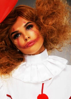 It Clown Style White Ruffled Killer Clown Collar -PartyPersona Store white pleated it clown collar 01