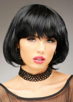 Womens 1920s Black Bobbed Wig With Fringe