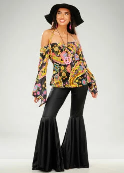 Womens 1970s Black Hippy Girl Costume