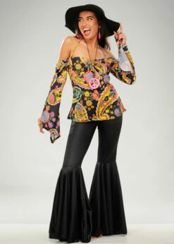 Womens 1970s Black Hippy Girl Costume -PartyPersona Store womens 1970s hippy costume 30442 03