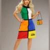 Womens 1980s Toy Rubiks Cube Costume -PartyPersona Store womens 80s rubiks cube costume