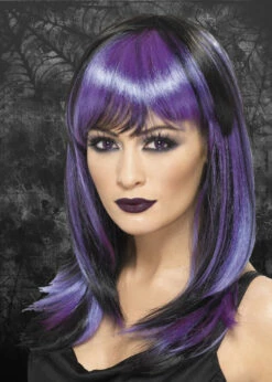Womens Black And Purple Halloween Wig