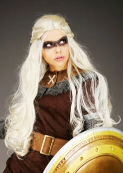Womens Lagertha Style Long Blonde Viking Wig