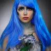 Womens Long Bright Blue Corpse Bride Style Wig 1 Womens Long Bright Blue Corpse Bride Style Wig -PartyPersona Store womens bright blue corpse bride wig