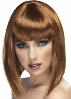 Ladies Brown Glam Blunt Bob Wig