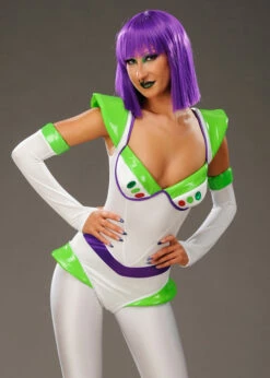 Womens Deluxe Buzz Lightyear Style Costume -PartyPersona Store womens buzz lightyear leggings costume 01