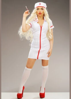 Adult Womens Pin Up White Nurse Costume