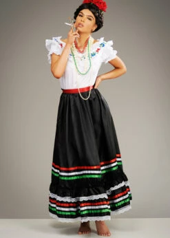 Womens Frida Kahlo Style Mexican Lady Dress