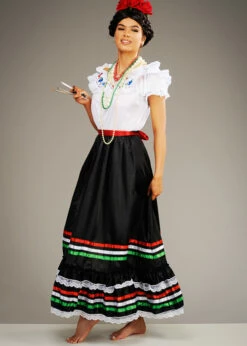 Womens Frida Kahlo Style Mexican Lady Dress 8 Womens Frida Kahlo Style Mexican Lady Dress -PartyPersona Store womens frida kahlo dress 02