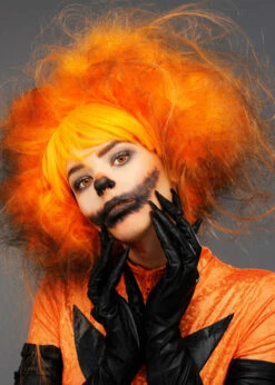 Womens Halloween Evil Pumpkin Orange Wig