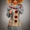 Ladies New Pennywise Grey It Clown Style Costume -PartyPersona Store womens it clown pennywise costume 47564
