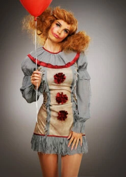 Ladies New Pennywise Grey It Clown Style Costume 9 Ladies New Pennywise Grey It Clown Style Costume -PartyPersona Store womens it clown pennywise costume 47564 02