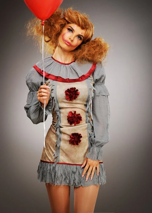 Ladies New Pennywise Grey It Clown Style Costume 5 Ladies New Pennywise Grey It Clown Style Costume - Image 3