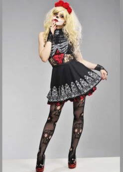 Womens Red Day Of The Dead Costume -PartyPersona Store womens lace day of the dead costume 03