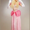 Womens Long Pink Princess Peach Style Costume -PartyPersona Store womens long pink princess peach costume