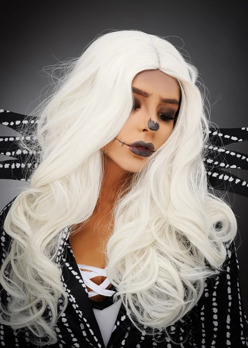 Womens Jack Skellington Style Long White Wig 4 Womens Jack Skellington Style Long White Wig - Image 2