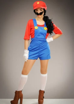 Womens Mario Style Super Plumber Girl Costume