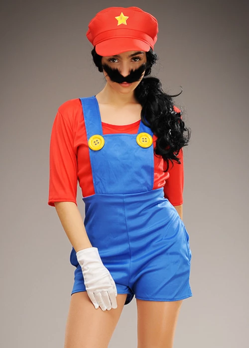 Womens Mario Style Super Plumber Girl Costume 4 Womens Mario Style Super Plumber Girl Costume - Image 2