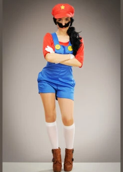 Womens Mario Style Super Plumber Girl Costume 8 Womens Mario Style Super Plumber Girl Costume -PartyPersona Store womens mario costume 08691 02