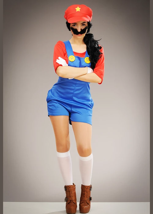 Womens Mario Style Super Plumber Girl Costume 5 Womens Mario Style Super Plumber Girl Costume - Image 3