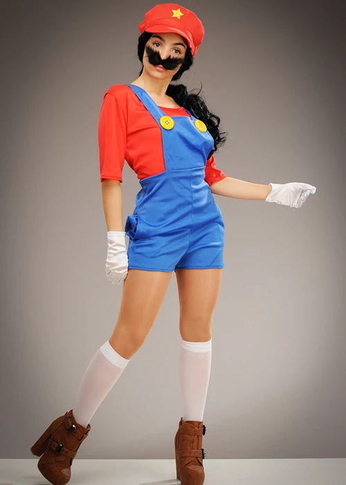 Womens Mario Style Super Plumber Girl Costume 6 Womens Mario Style Super Plumber Girl Costume - Image 4
