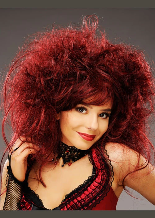 Womens Deluxe Burlesque Burgundy Backcombed Wig 3 Womens Deluxe Burlesque Burgundy Backcombed Wig