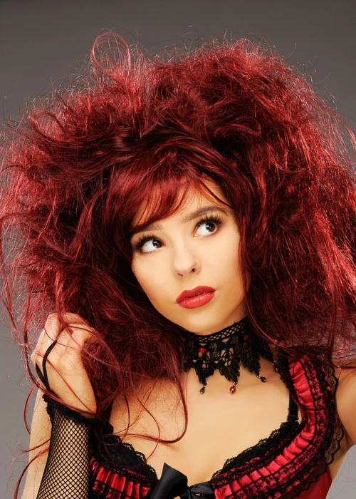 Womens Deluxe Burlesque Burgundy Backcombed Wig 4 Womens Deluxe Burlesque Burgundy Backcombed Wig - Image 2